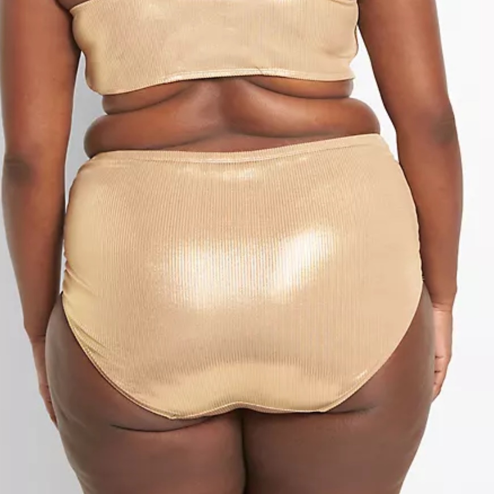 Lane Bryant Ribbed Ruched Strappy-Side Swim Brief NWT Size 26 - Picture 3 of 3